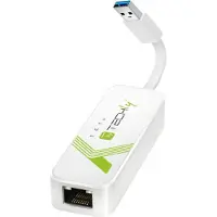 Techly IDATA USB-ETGIGA-3A, Ledningsført, USB, Ethernet, 5000 Mbit/s, Hvid