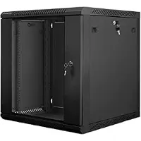 Lanberg wall-mounted installation rack cabinet 19'' 12U 600x600mm black (glass door)