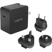 Logilink USB-rejseadapter, USB-C, GaN-teknologi, sort Stik til mere end 100 lande, udgang: 1x USB-C-kobling, - 1 stk (PA0302)