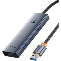Baseus UltraJoy-serien USB-A-hub 4xUSB-A 3.0 1xUSB-C 5V 50 cm – grå