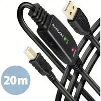 Axagon ADR-215B aktivt USB 2.0-forbindelseskabel, USB-A til USB-B - 20 m