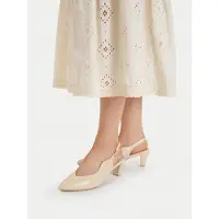 Caprice sling pumps, beige, made of Leather with Funnel heel, Size 37