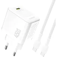 Dudao A28C 45W GaN Wall Charger + USB-C Cable - White