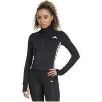 Adidas Workout Essentials Zip Through 3 Stripes Sweatshirt Med Lynlås