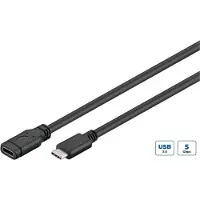 Microconnect - USB-forlængerkabel - 24 pin USB-C (han) til 24 pin USB-C (hun) - USB 3.1 - 3 A - 1 m - sort, sølv