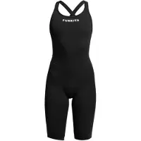 Funkita Fast Legs Still Black åben Ryg Konkurrencesvømmedragt