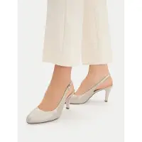 Caprice sling pumps, grey, made of Leather with Funnel heel, Size 39