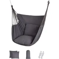 24hShop Hængestol med 2 puder - Grå / hængende gyngestol / hængekøjestol