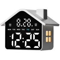 24hShop Husformet digitalt vækkeur med hvidt lys - Hvid / LED-vækkeur med natlys