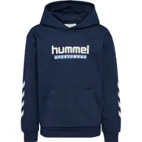 Hummel Hættetrøje - hmlJr Logo Hoodie - Dress Blue - - 11-12 år (146-152) - Hættetrøje