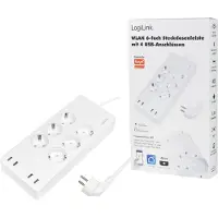 Logilink SH0105, 6 AC stikkontakt(er), Type F, 1,8 m, Kabel & trådløs, Hvid, Hvid