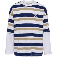 Hummel Bluse - HmlJr Silly - Medieval Blue m. Striber - - 9-10 år (134-140) - Bluse