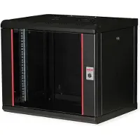 Roline 26.21.0172, Vægmonteret stativ, 9U, Nøglelås, Rack skinner, 17,6 kg, Sort