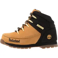 Timberland Timberlandunisex til børn. TB0A1NL42311 Euro Sprint mellemlange læderstøvler med snørebånd, sorte og gule (23), Fast, Blonder, Casual, børne