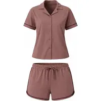 LEAFLETIC Shorty 'Women’s Night Wear Short Set' brun