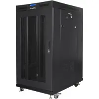 Lanberg FF01 series - Rack kabinet - 800 x 1000, fladpakke, med mesh-dør, LCD - med 6 køleblæsere, LCD skærm, termostat - fritstående - sort, RAL 9004 - 22U - 19