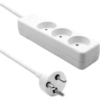Microconnect - Stikdåse - input: Type K - output-stikforbindelser: 3 (3 x power Type K) - 5 m ledning - Danmark - hvid