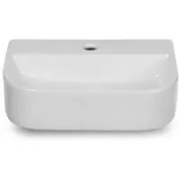 BLUE LABEL Keramisk håndvask, firkantet med hanehul midt - 32x22x8,5 cm - uden overløb