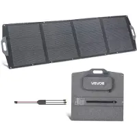Vevor 200W foldbart solpanel, 24% højeffektiv bærbar monokrystallinsk solpaneloplader med MC4-udgang, USB-A, Type-C og DC-porte, IP67 vandtæt til kraftværker, camping, vandreture