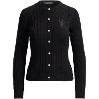 Ralph Lauren Lauren Ralph Laurentil kvinder. 200P14040003 Strikket cardigan i ecru bomuld, sort (S), Casual, Lange ærmer
