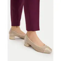 Caprice Pumps, beige, made of Leather and textile with Block heel, Size 37