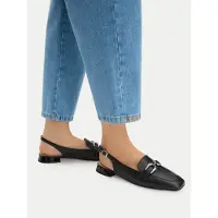 Caprice sling pumps, black, made of Leather with Trapeze heel, Size 38