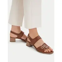 Caprice Heeled sandal, brown, made of Leather with Trapeze heel, Size 40