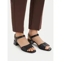 Caprice Heeled sandal, black, made of Leather with Trapeze heel, Size 37