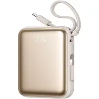 JOYROOM Powerbank 22.5W 10000mAh med indbygget USB-C og lightning-kabel - Guld