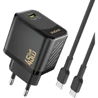 Dudao 45W GaN vægoplader med USB-C og USB-C-kabel - Sort