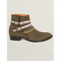 MAD TIGERS Boots 'SNAKE BUCKLE' oliven