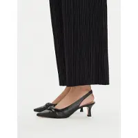 Caprice sling pumps, black, made of Leather with Queenie, Size 37