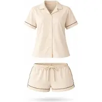 LEAFLETIC Shorty 'Women’s Night Wear Short Set' creme