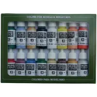 Acrylicos Vallejo 70.140, 17 ml, Sort, Blå, Brun, Kød, Guld, Grøn, Orange, Lilla, Rød, Sølv, Hvid, Gul, Mat, Flaske