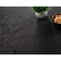 Nordstrand Borddug - 140x320 cm - Damask dug - Sort tekstildug - Jacquardvævet dug med geometrisk mønster - Lang dug