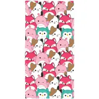 Licens Squishmallows håndklæde - 70x140 cm - 100% bomuld - Blødt badehåndklæde med de søde bamser