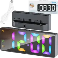 Strado digital LED vækkeur 24h høj alarm snooze temp, sort