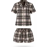 LEAFLETIC Shorty 'Women’s Check Night Wear Short Set for Women' creme