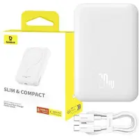 Baseus Magnetic Mini Air PPCXM06A 6000mAh 20W Power Bank with Simple Series USB-C Cable - White - 6000 mAh