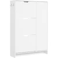 SoBuy Skoopbevaringsskab Hvid 3 Skuffer 84x24x121 cm