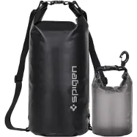 Spigen Aqua Shield A630 - Beskyttende vandtæt etui til mobiltelefon - sort, opak - med AquaShield A630 Waterproof Dry Bag Translucent (2L) (pakke med 2)