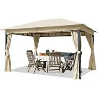 TOOLPORT 3x4m, havepavillon, inkl. 4 sidegardiner, champagnefarvet
