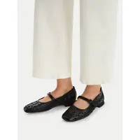 Caprice Ballerina, black, made of Leather with Trapeze heel, Size 37
