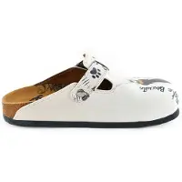 Goby Træsko 'Women shoes -Calceo mules with cats WCAL342' hvid