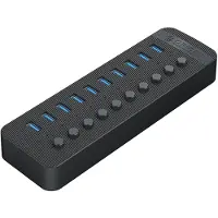 ORICO CT2U3-10AB 10-port USB-A 3.0-hub med afbrydere – sort