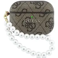 GUESS AirPods Pro 3 4G Classic Logo etui med perlestrop - brun