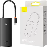 Baseus Lite Series Hub 6w1 USB-C to 2x USB 3.0 + USB-C + HDMI + SD/TF (black) USB hub - USB 3.0 - 6 ports - Sort