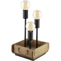 Eglo WOOTTON BORD 3XE27 SORT/NATUR