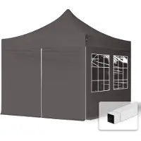 TOOLPORT 3x3m, stål, easy-up-pavillon, 4 sidedele, mørkegrå