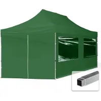 TOOLPORT 3x6m, aluminium, easy-up-pavillon, 4 sidedele, mørkegrøn